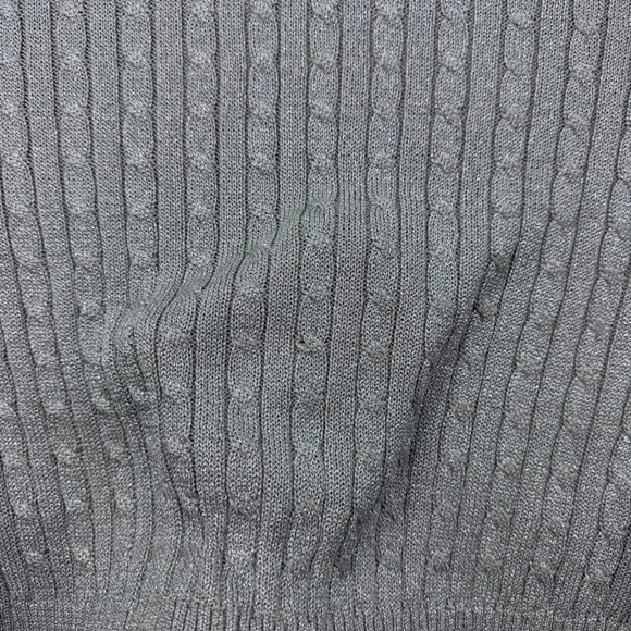 Lauren Ralph Lauren Women's Metallic Silver Cable Knit Sweater Size L *FLAW - Picture 9 of 11